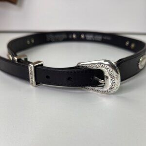 Nocona Belt Co. Southwest Style Black Leather Belt with Silver Buckle